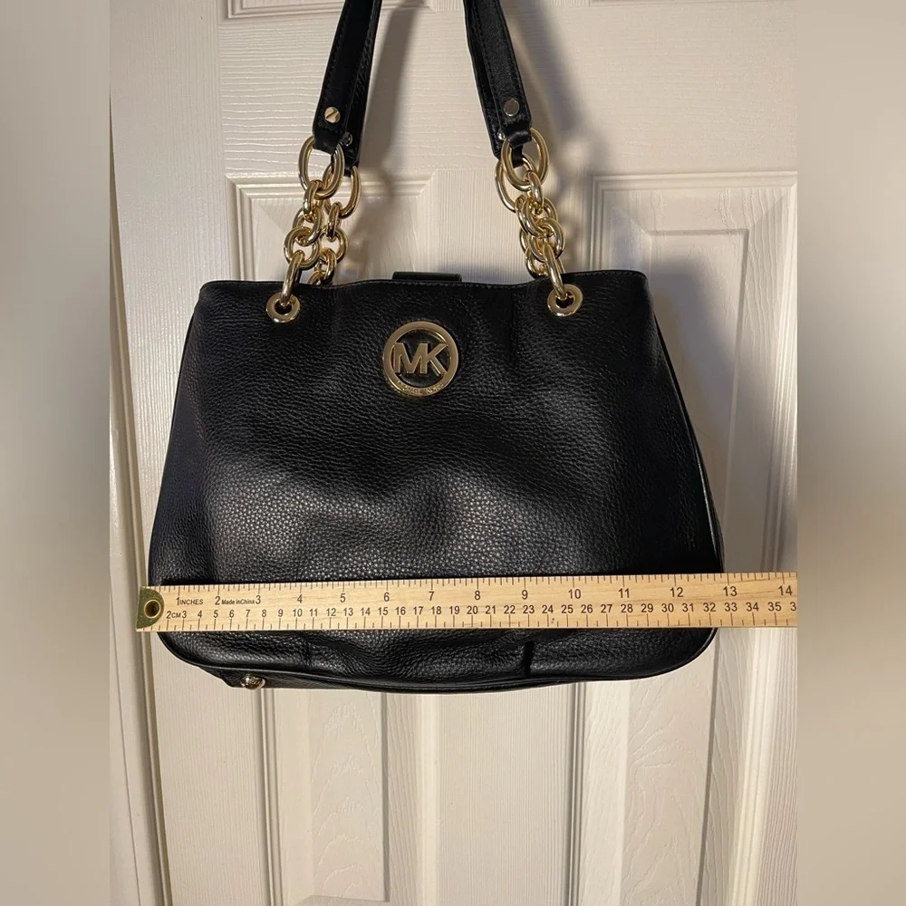 Michael Kors Fulton Chain Tote Black Leather Bag